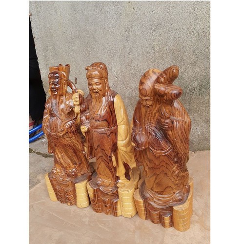 Tượng Phúc Lộc Thọ gỗ cẩm cao 40cm